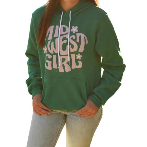 NEW MIDWEST TEES girl graphic hoodie in kelly green - Picture 2 of 4